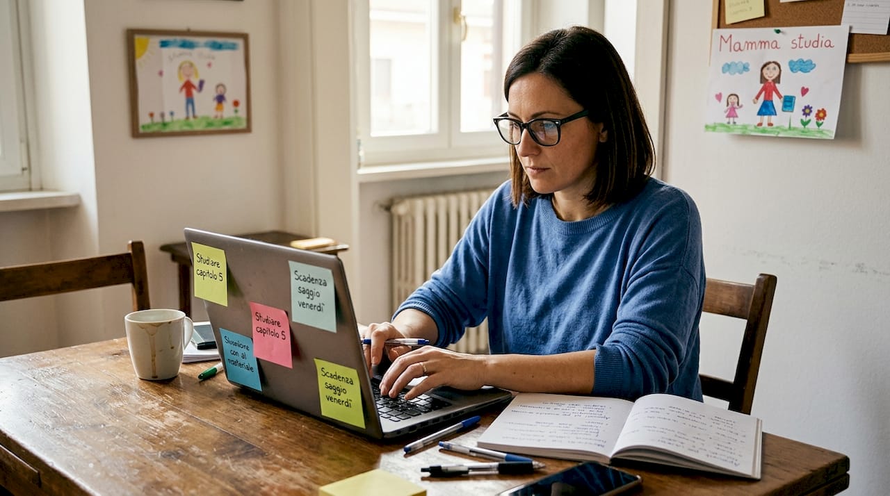 Un adulto lavora al computer nella tranquillità del proprio studio di casa.