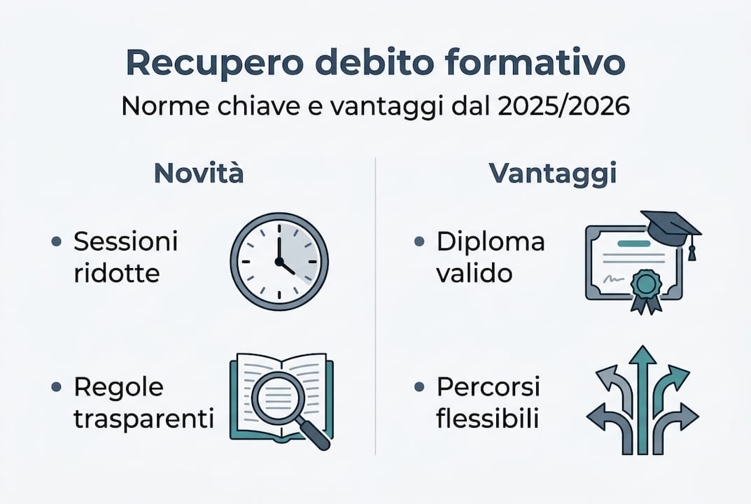 Infografica: tutto quello che c’è da sapere sul recupero dei debiti formativi, le normative di riferimento e i principali vantaggi