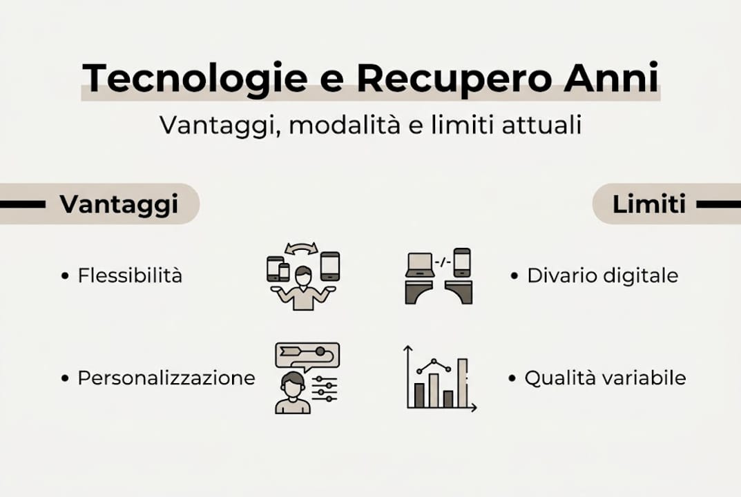 Infografica: pro e contro delle tecnologie per il recupero degli anni scolastici