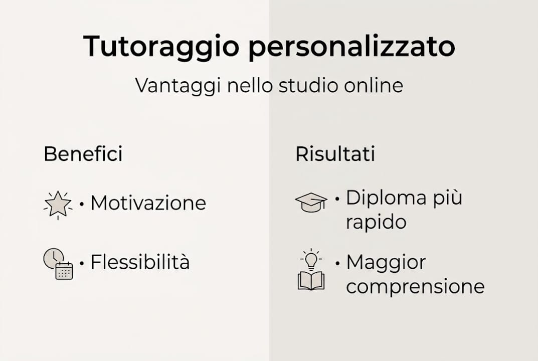 Infografica: perché scegliere il tutoraggio nel percorso di diploma online e quali risultati puoi ottenere