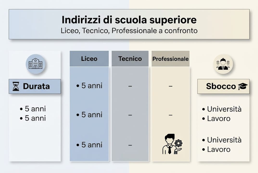 Infografica: scegli l’indirizzo di scuola superiore più adatto a te