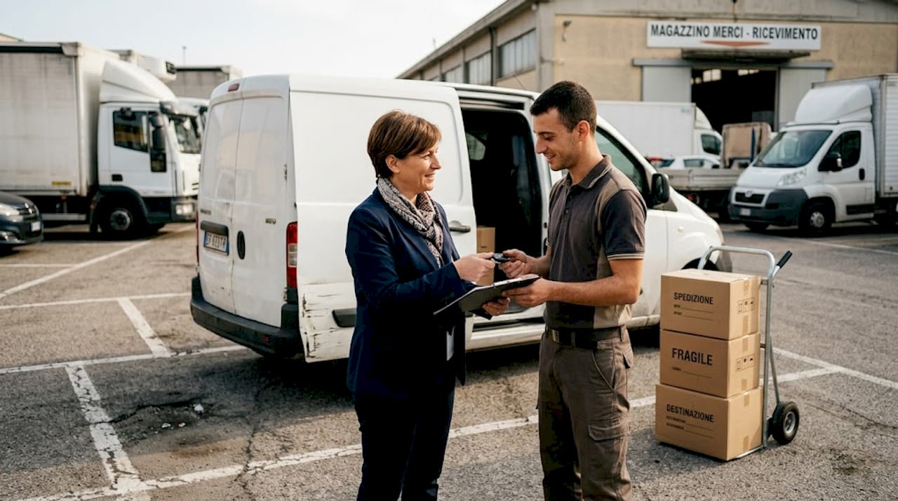 Consegna del veicolo aziendale presso il parcheggio