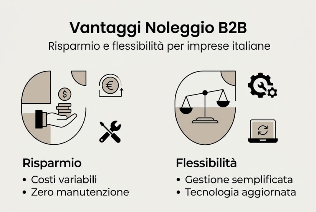 Infografica: i principali vantaggi del noleggio per aziende