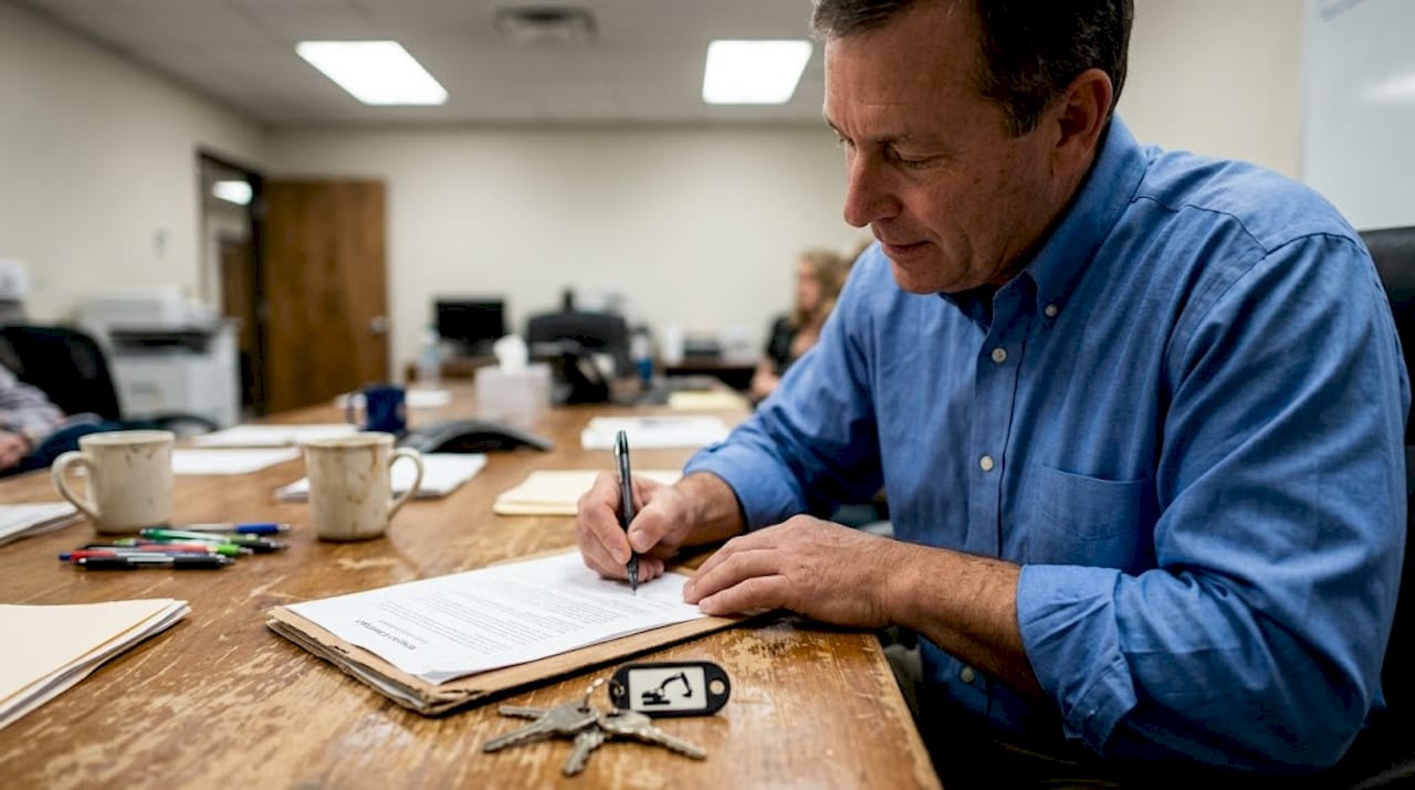 Sottoscrizione del contratto di noleggio per escavatore