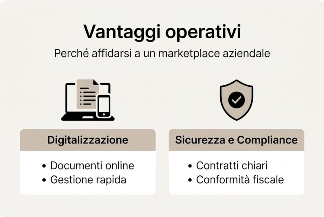 Infografica: i principali vantaggi operativi di un marketplace per il noleggio