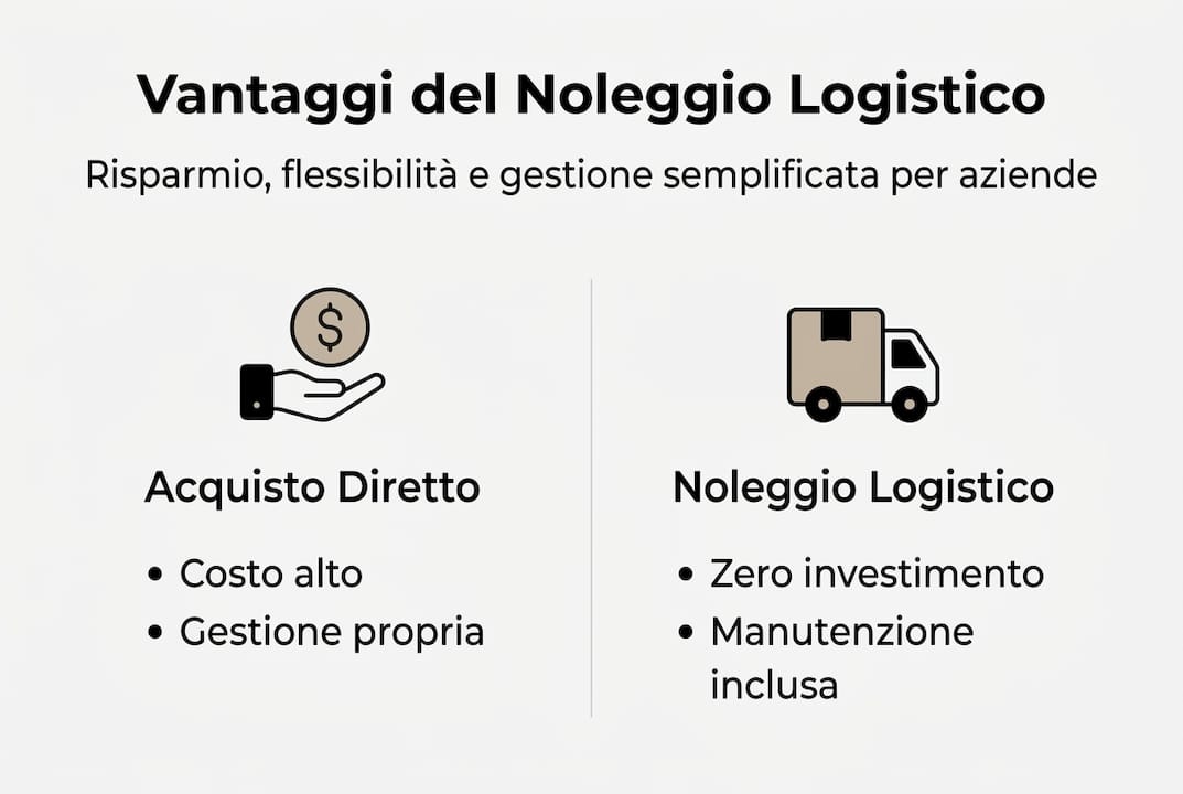 Infografica: acquisto o noleggio in ambito logistico? Un confronto per scegliere la soluzione più adatta