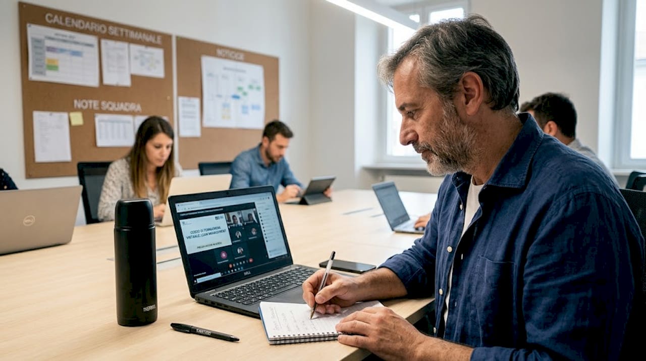 Dipendente che partecipa a una sessione di formazione aziendale online