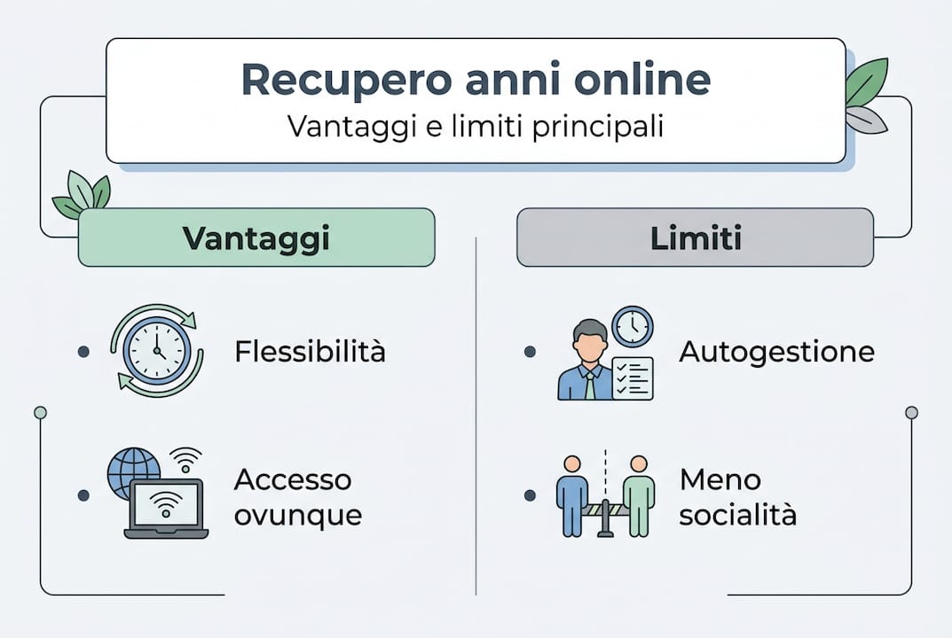 Infografica: pro e contro del recupero online