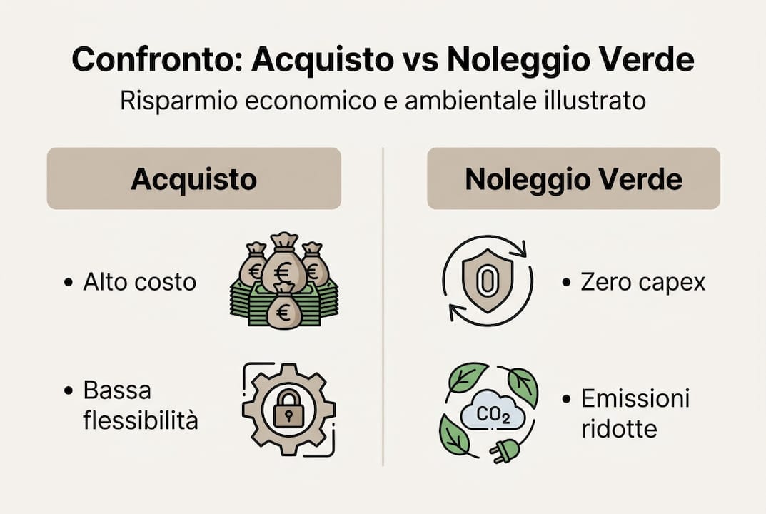 Infografica: acquisto vs noleggio di soluzioni green a confronto