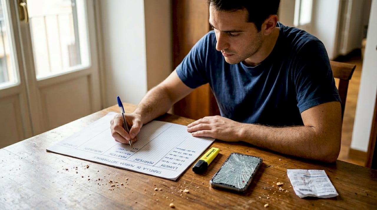 Un ragazzo si organizza per preparare al meglio gli esami di maturità.