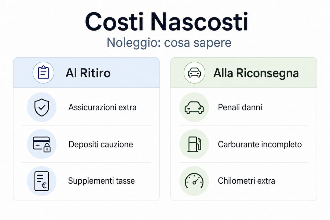 Infografica: le due principali tipologie di costi nascosti nel noleggio
