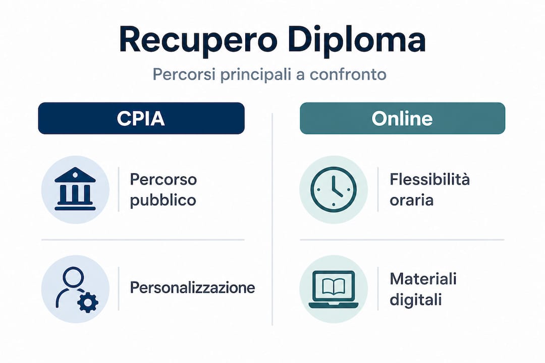 Confronto visivo tra i percorsi formativi del CPIA e quelli online