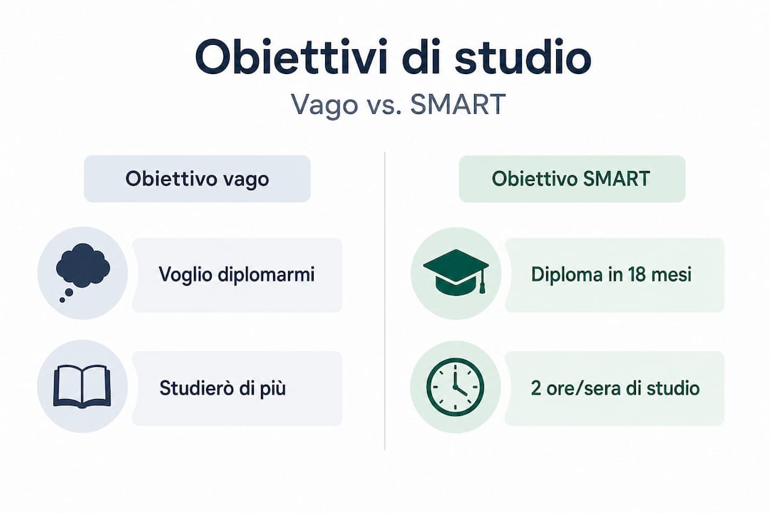 Infografica: differenze tra obiettivi generici e obiettivi SMART