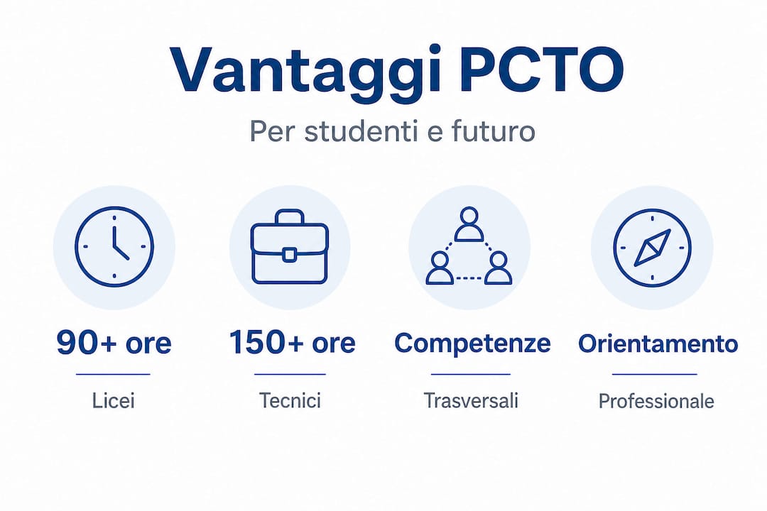 Infografica: tutti i vantaggi delle ore e delle competenze acquisite durante i percorsi PCTO