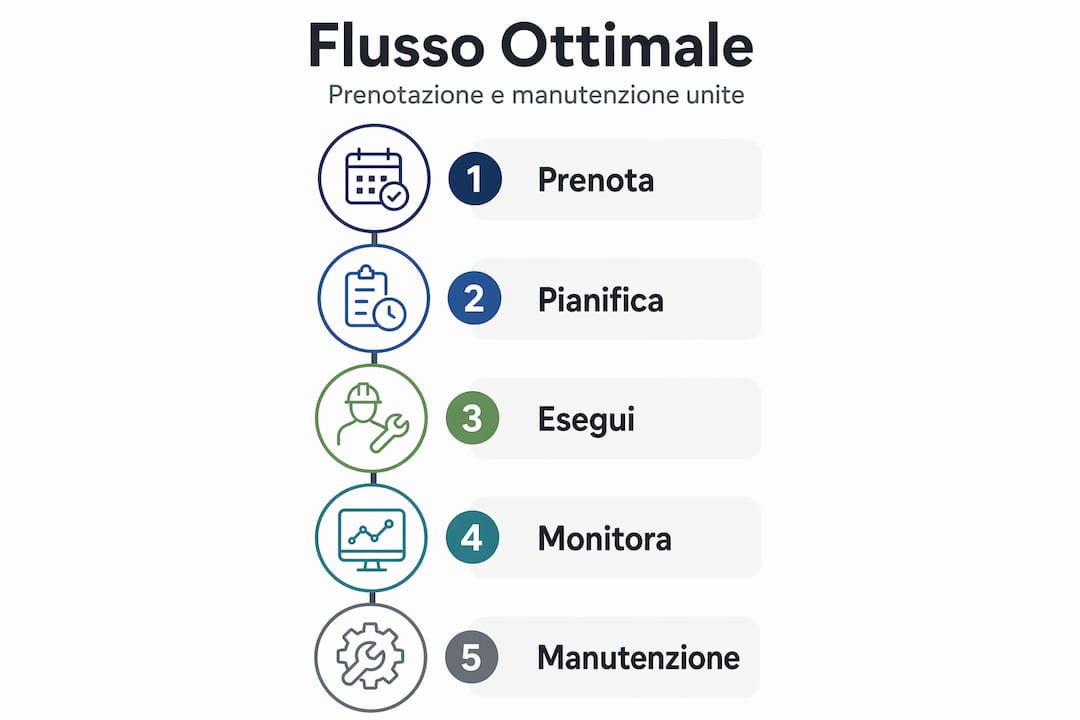 Schema illustrativo delle fasi di prenotazione e gestione della manutenzione