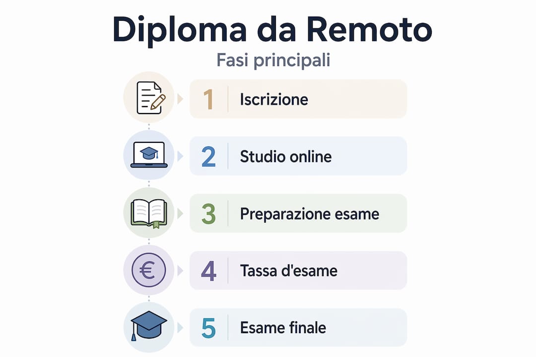 Infografica con tutti i passaggi per ottenere il diploma a distanza