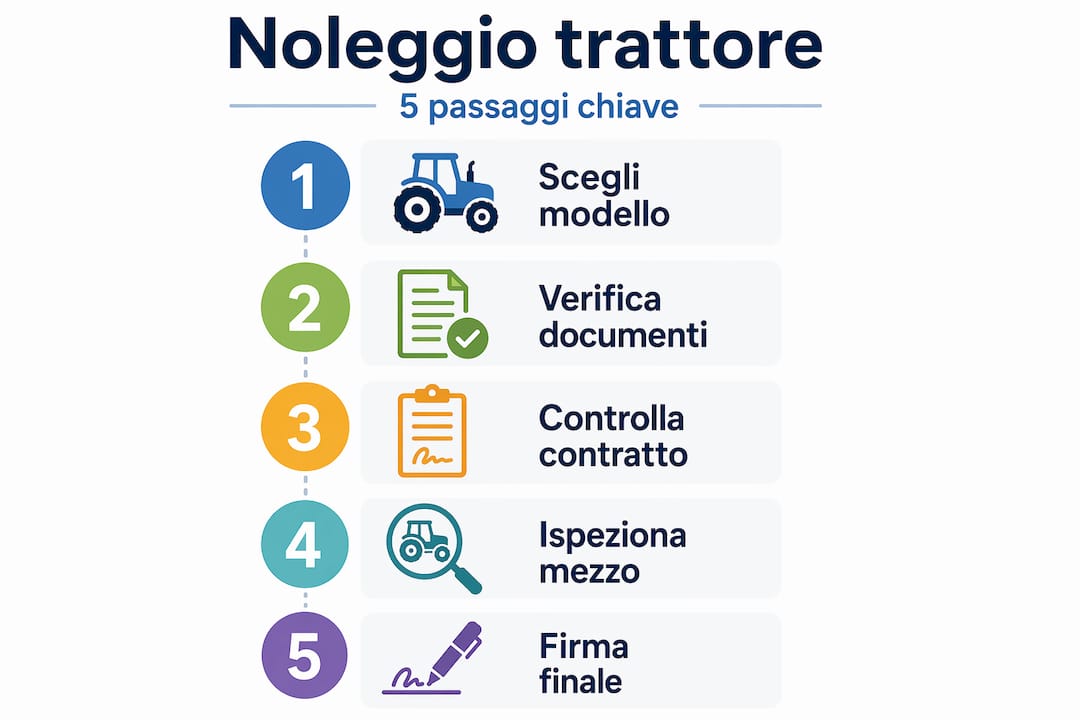 Le 5 tappe fondamentali per il noleggio di un trattore: infografica