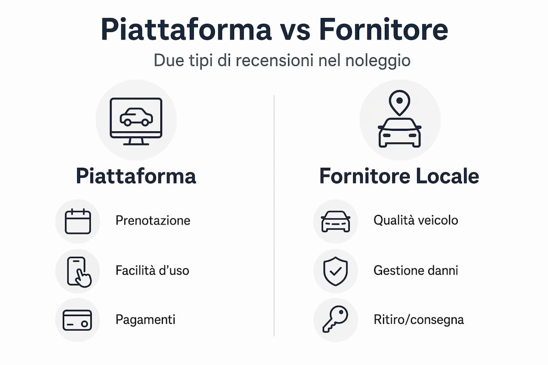 Infografica: confronto tra le recensioni della piattaforma e quelle dei fornitori