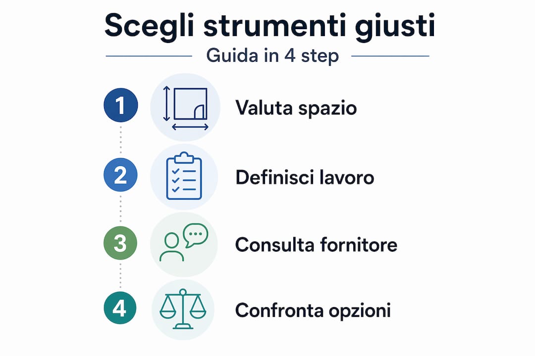 Guida visiva ai passaggi fondamentali per scegliere gli attrezzi da giardinaggio a noleggio
