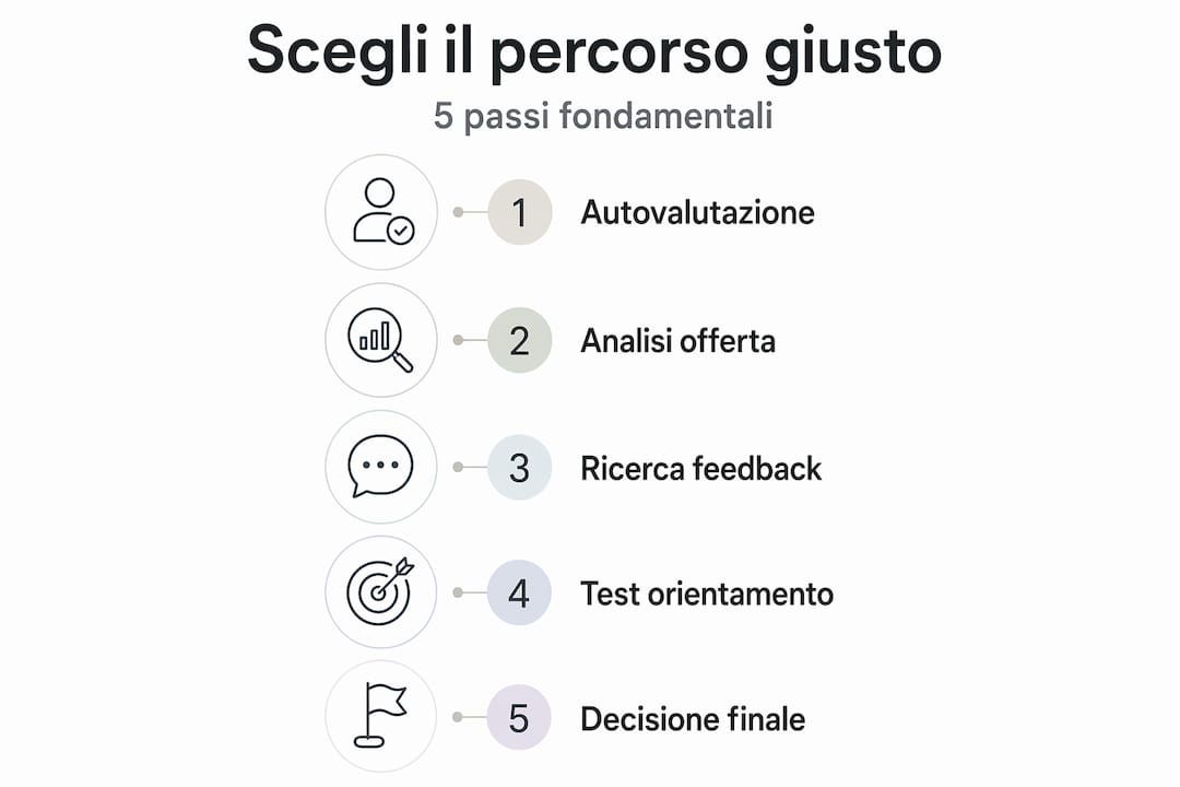 Infografica: scopri i cinque step fondamentali per trovare il percorso giusto per te