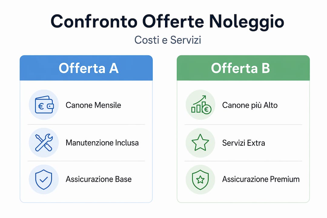 Tabella comparativa delle offerte di noleggio per macchine agricole