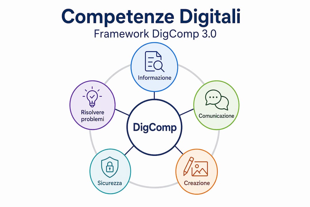 Le competenze digitali fondamentali secondo il modello DigComp: una panoramica dei livelli e delle priorità.
