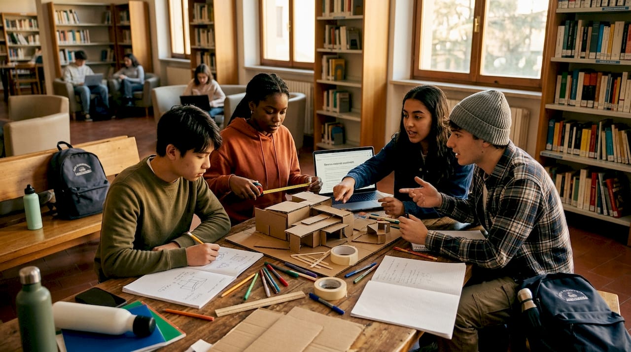Studenti che lavorano insieme su un progetto