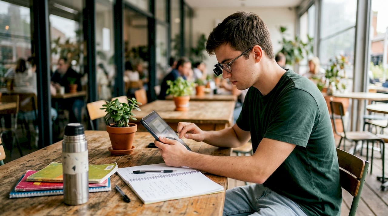 Studente che utilizza il tablet per apprendere in modo attivo