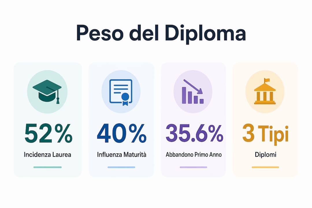 Infografica con dati e curiosità su diploma e successo all’università
