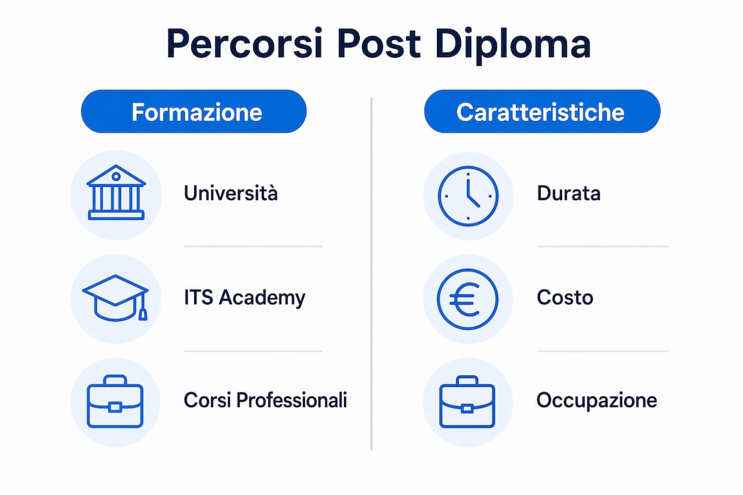 Infografica: tutte le opzioni dopo il diploma a confronto