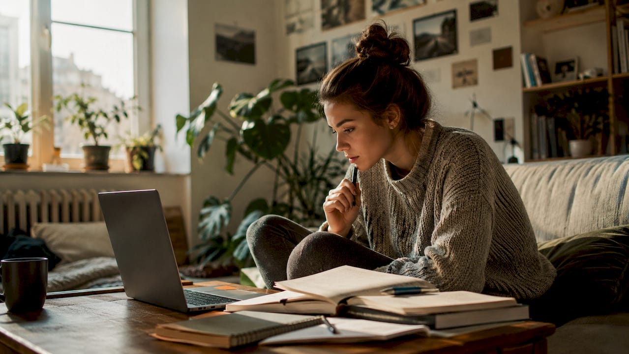 Ragazzo che segue una lezione privata online comodamente da casa