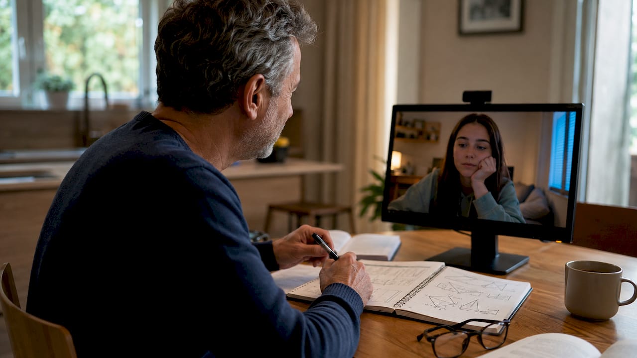 Docente che svolge una lezione online dal vivo