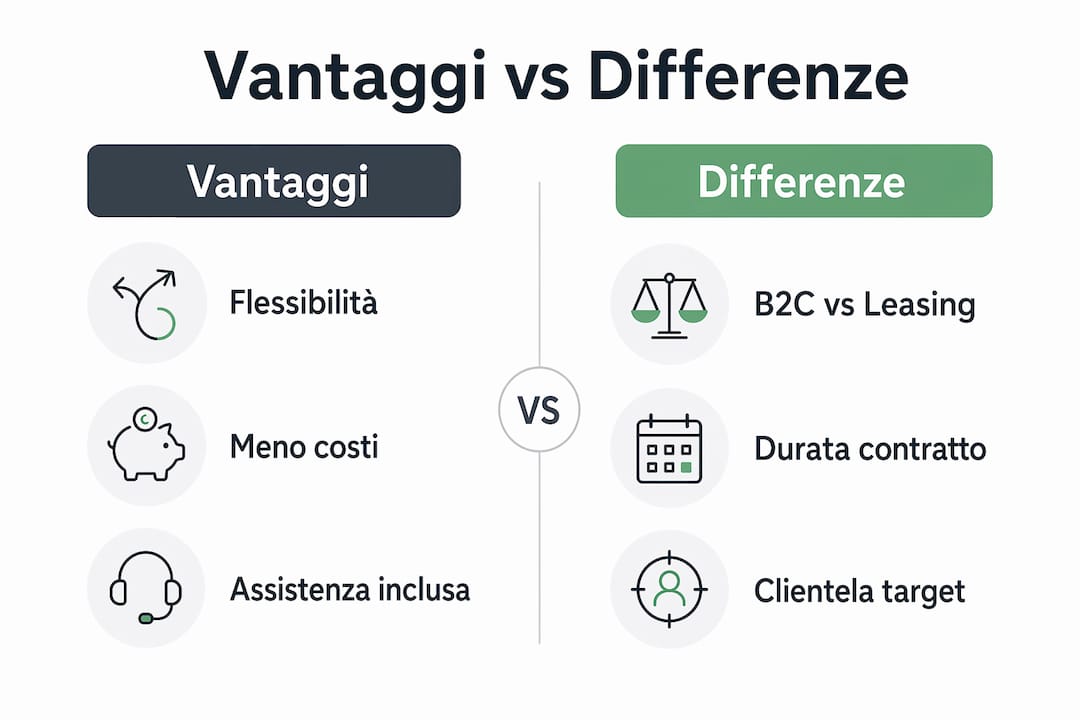 Infografica: tutti i vantaggi e le principali differenze del noleggio B2C