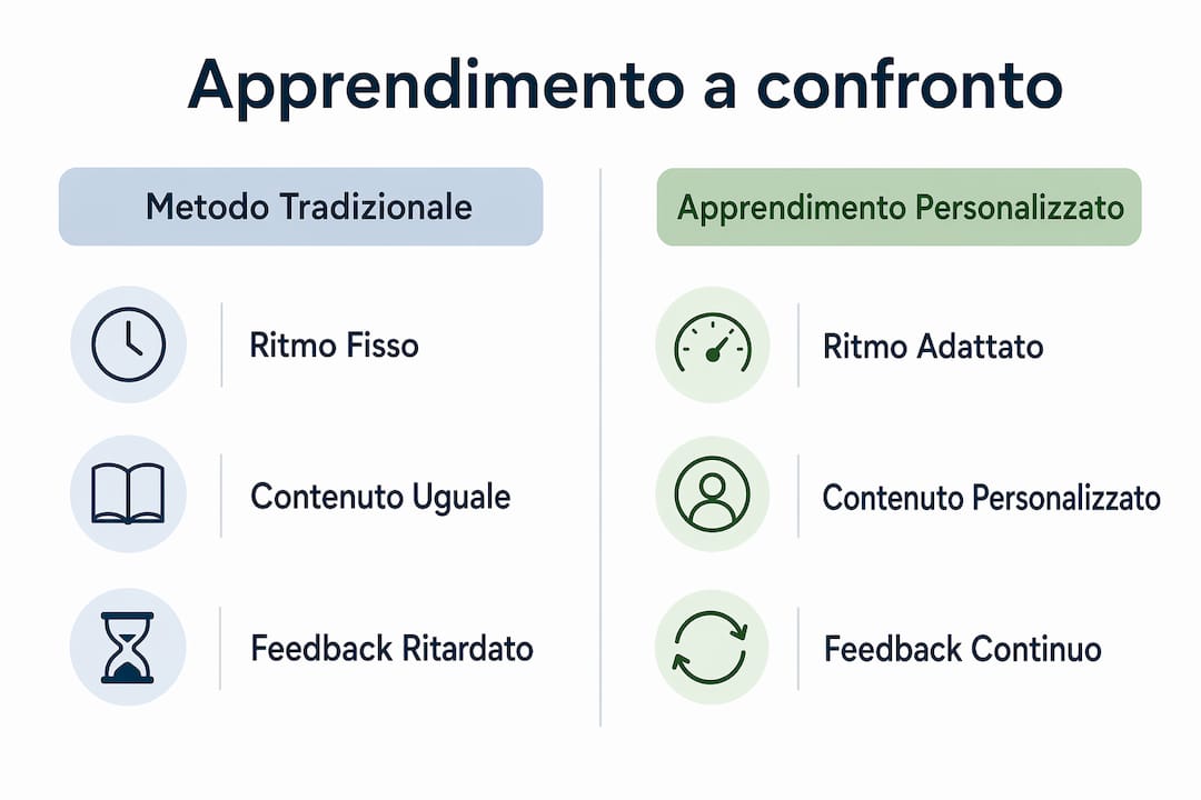 Infografica: differenze tra apprendimento tradizionale e apprendimento personalizzato