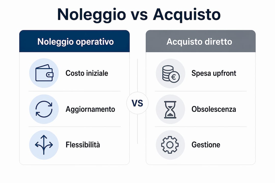 Infografica: confronto tra noleggio e acquisto di soluzioni per lo smart working