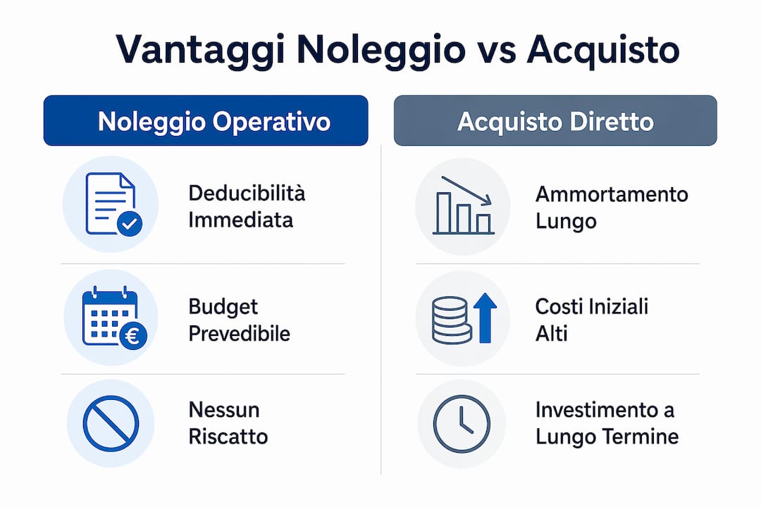Tabella comparativa: pro e contro del noleggio rispetto all’acquisto