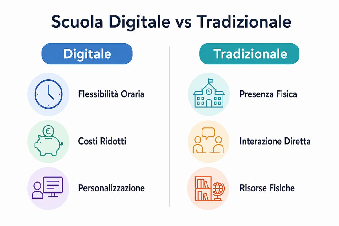 Tabella di confronto tra scuola digitale e scuola tradizionale