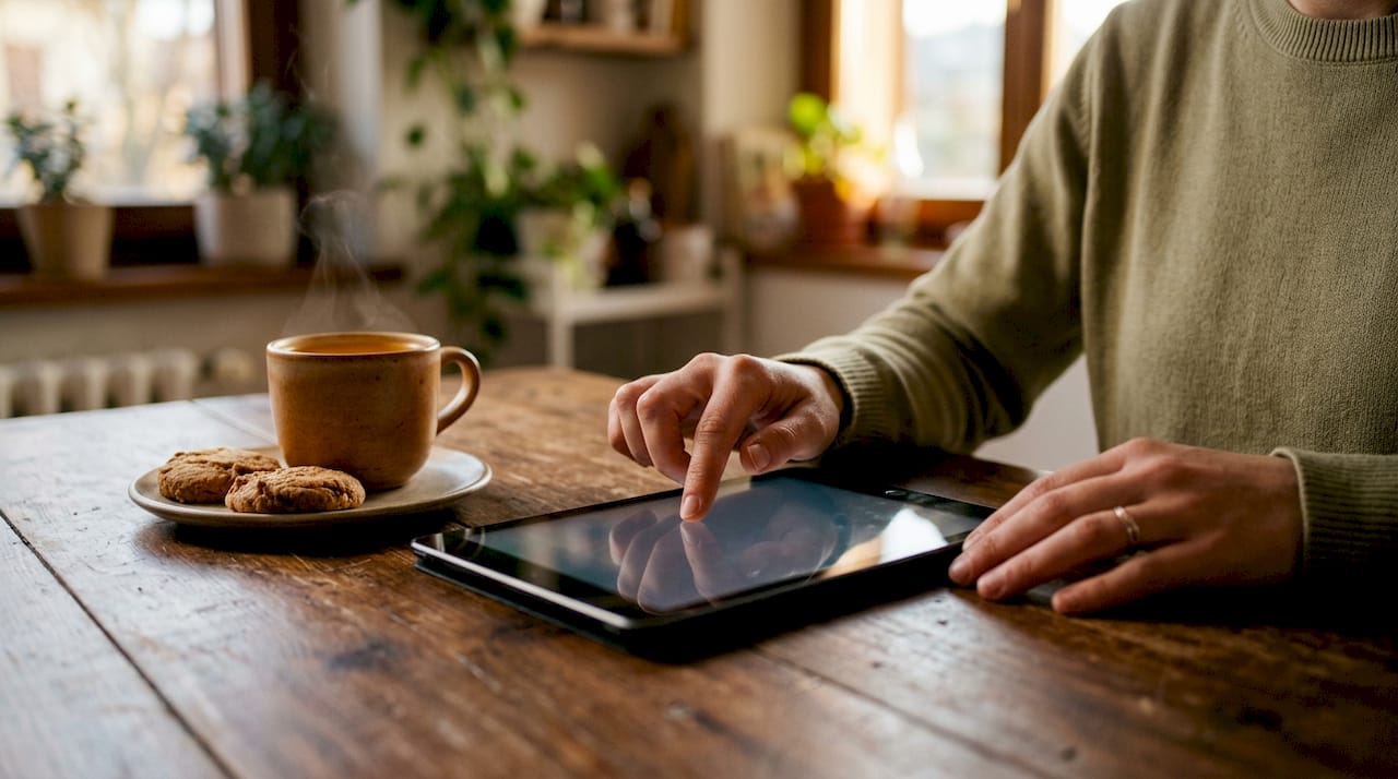 Mani che organizzano appuntamenti per l'affitto direttamente su un tablet