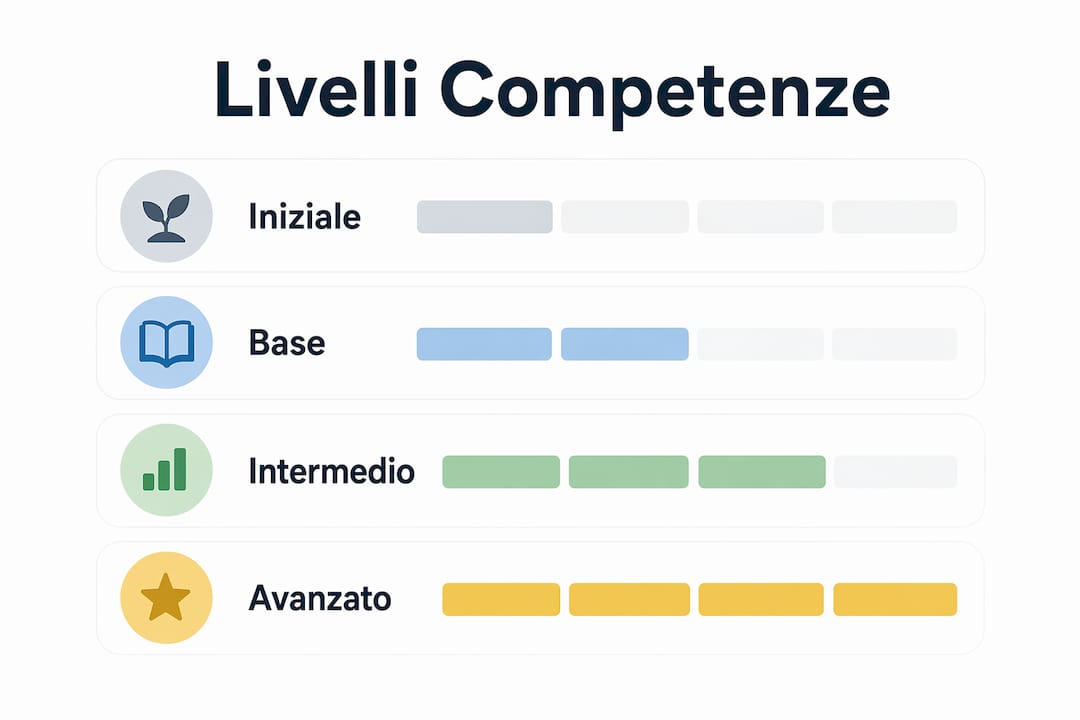 Infografica sui diversi livelli di competenza per la certificazione