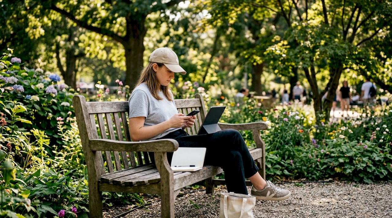 Un ragazzo che studia a casa utilizzando diversi dispositivi, come computer, tablet e smartphone, per seguire le lezioni e fare i compiti.