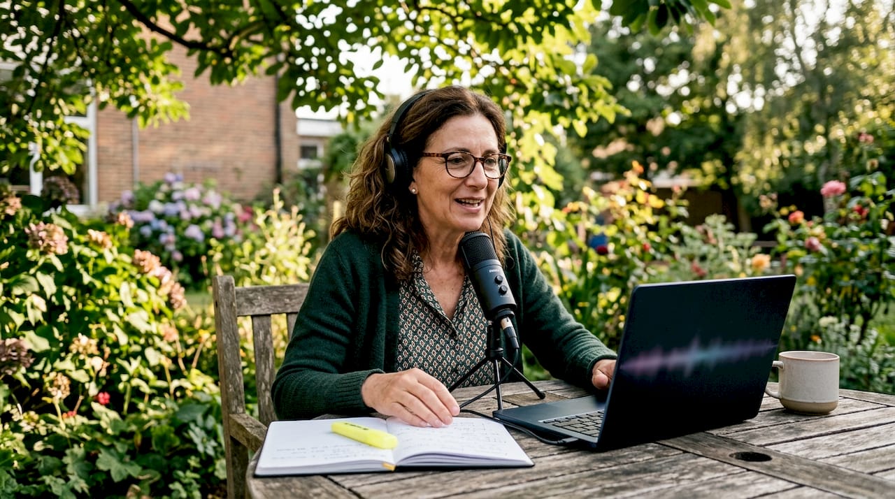 Un professore registra un podcast direttamente in classe, coinvolgendo gli studenti nell’esperienza.