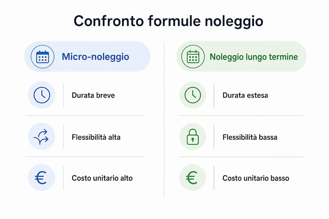 Infografica: differenze e vantaggi tra micro-noleggio e noleggio a lungo termine