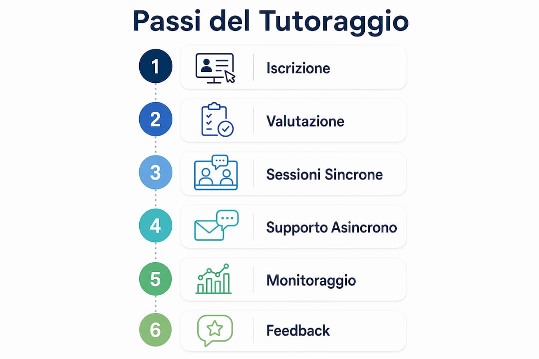 Schema illustrativo dei principali step del percorso di tutoraggio digitale