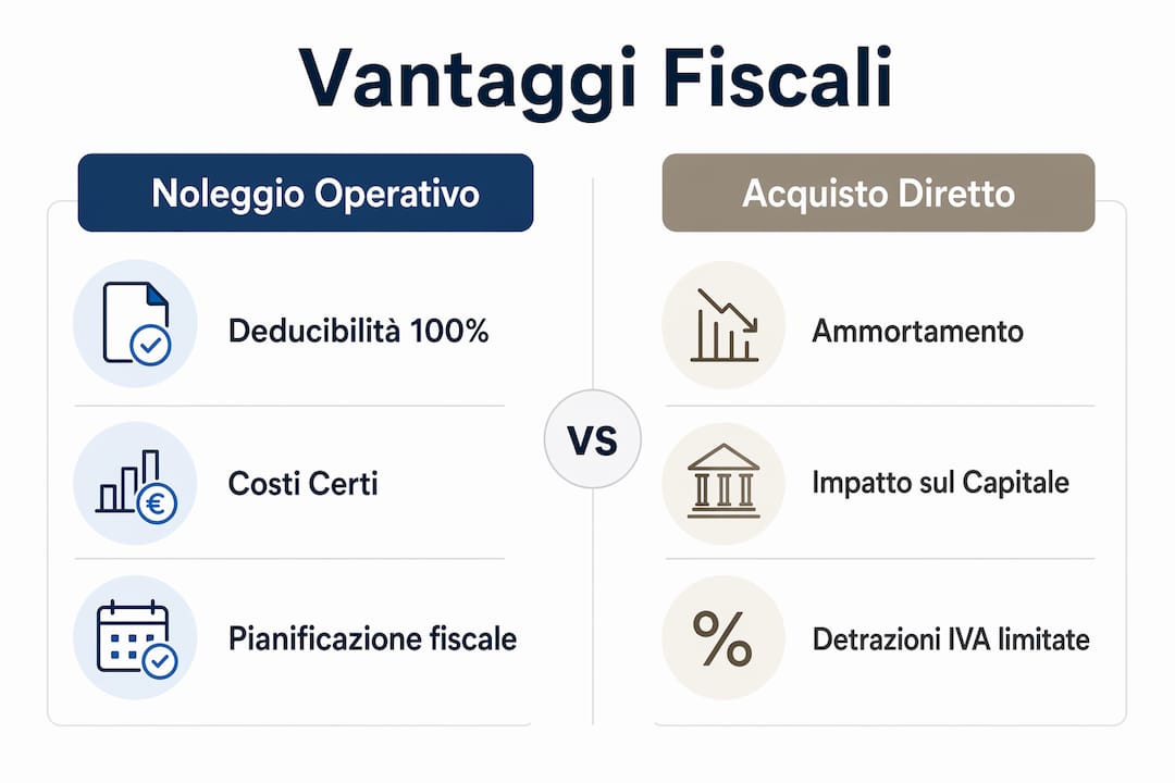 Infografica: confronto tra i benefici fiscali del noleggio e dell’acquisto