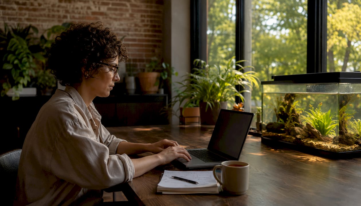 Manager donna che utilizza un software avanzato per la gestione delle flotte a noleggio