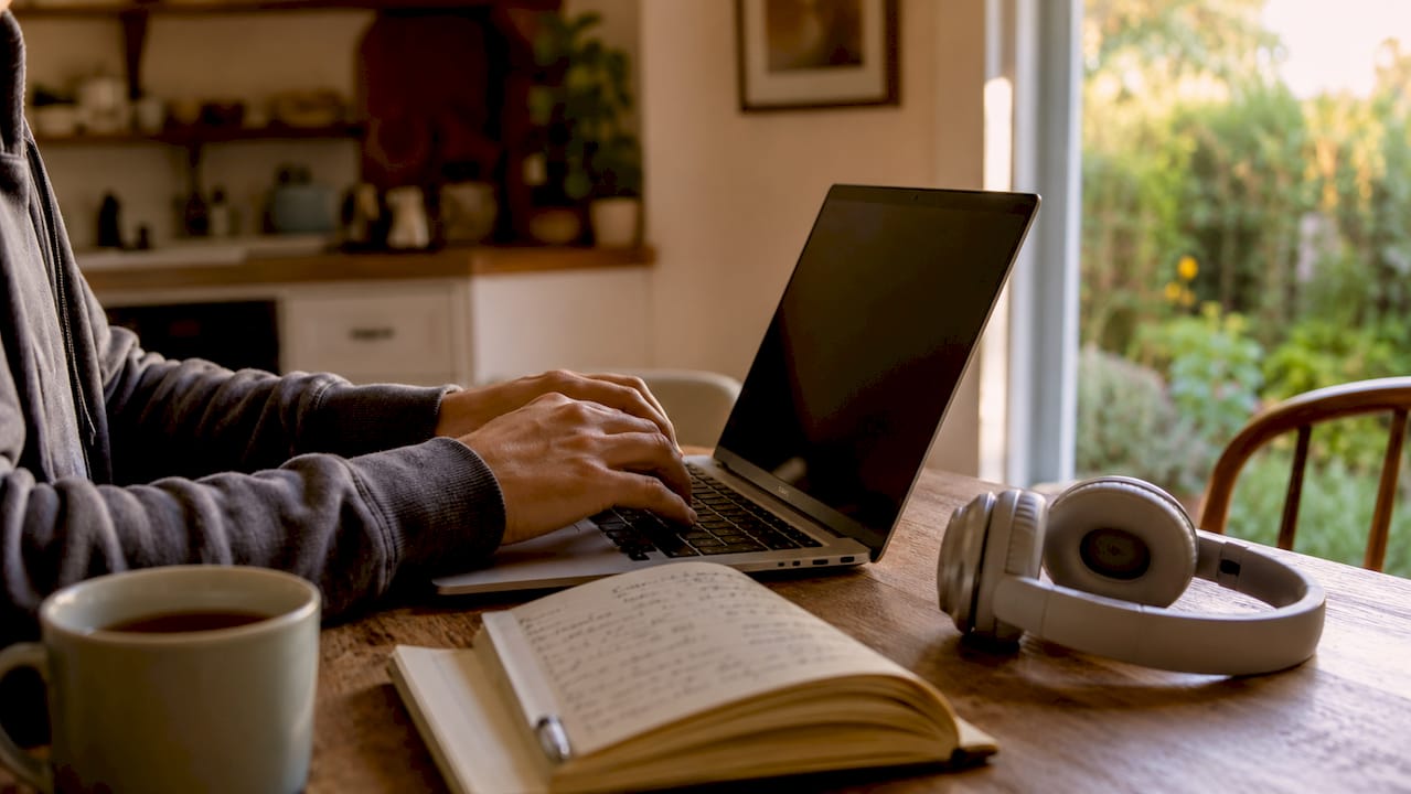 Le mani di uno studente che digitano sulla tastiera del portatile