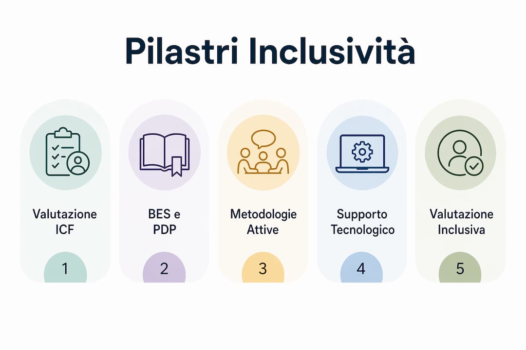 Infografica dedicata ai principi fondamentali della didattica inclusiva