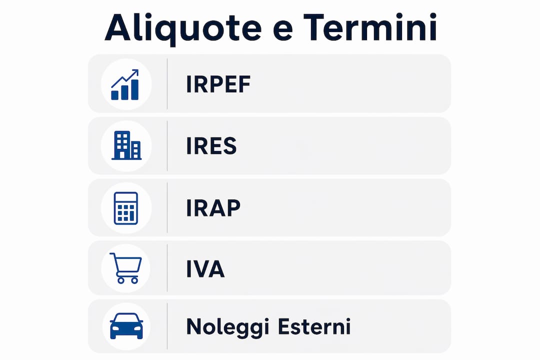 Infografica con una panoramica chiara sulle principali voci fiscali e aliquote applicate agli affitti agricoli