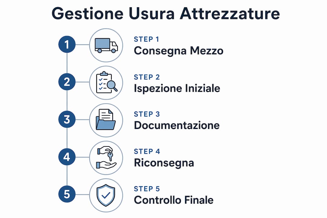 Infografica sul processo di monitoraggio e registrazione dell’usura delle attrezzature