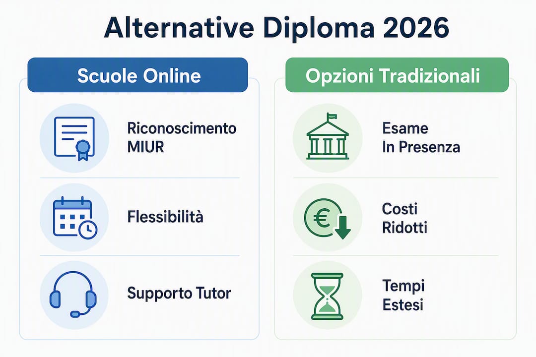 Infografica: differenze e vantaggi tra diploma online e diploma tradizionale